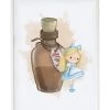 Crochetts Décoration Murale Enfant Impression Alice Pocion Marron Encadrée En Bois Blanc 43X33 Cm