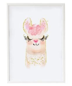 Crochetts Décoration Murale Enfant Impression De Flamme Encadrée En Bois Blanc 43X33 Cm