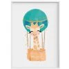Crochetts Décoration Murale Enfant Impression De Girafe Ballon Encadrée En Bois Blanc 43X33 Cm