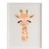 Crochetts Décoration Murale Enfant Impression De Girafe Encadrée En Bois Blanc 43X33 Cm