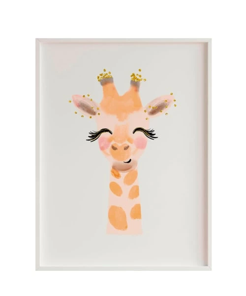 Crochetts Décoration Murale Enfant Impression De Girafe Encadrée En Bois Blanc 43X33 Cm 1 Crochetts Décoration Murale Enfant Impression De Girafe Encadrée En Bois Blanc 43X33 Cm