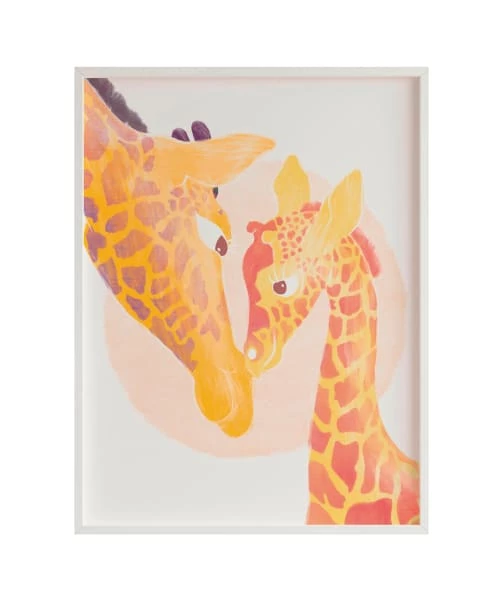 Crochetts Décoration Murale Enfant Impression De Girafe Fantasy Encadrée En Bois Blanc 43X33 Cm 1 Crochetts Décoration Murale Enfant Impression De Girafe Fantasy Encadrée En Bois Blanc 43X33 Cm