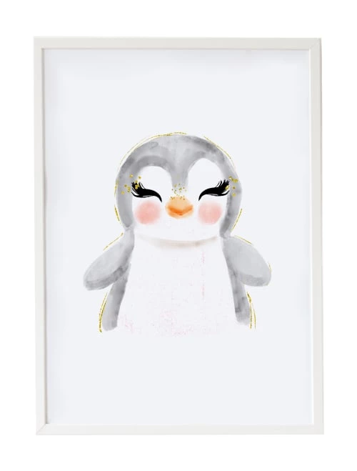 Crochetts Décoration Murale Enfant Impression De Pingouin Encadrée En Bois Blanc 43X33 Cm 1 Crochetts Décoration Murale Enfant Impression De Pingouin Encadrée En Bois Blanc 43X33 Cm