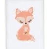 Crochetts Décoration Murale Enfant Impression De Renard Foxy Encadrée En Bois Blanc 43X33 Cm