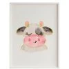 Crochetts Décoration Murale Enfant Impression De Vache Encadrée En Bois Blanc 43X33 Cm