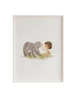 Crochetts Décoration Murale Enfant Impression Jungle Book Encadrée En Bois Blanc 43X33 Cm