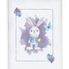 Crochetts Décoration Murale Enfant Impression Lapin Alice Encadrée En Bois Blanc 43X33 Cm