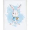 Crochetts Décoration Murale Enfant Impression Lapin Horloge Encadrée En Bois Blanc 43X33 Cm