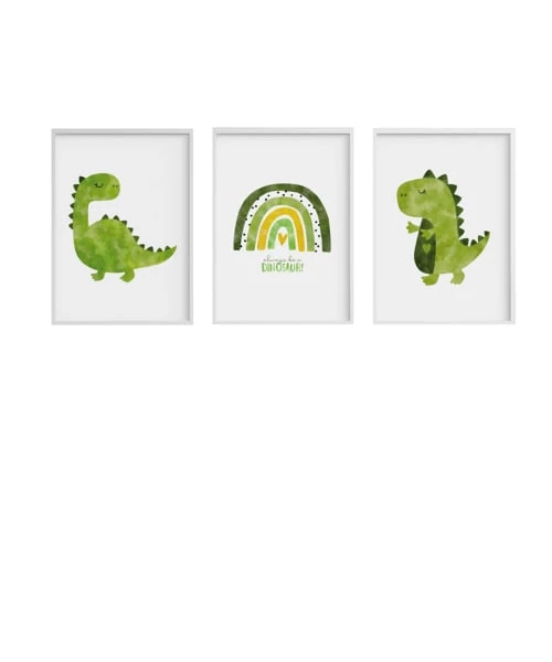 Crochetts Décoration Murale Enfant Pack Encadré Bois Blanc Impression Dinosaure 43X33 Cm 1 Crochetts Décoration Murale Enfant Pack Encadré Bois Blanc Impression Dinosaure 43X33 Cm