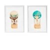 Crochetts Décoration Murale Enfant Pack Encadré Bois Blanc Impression Le Cerf Girafe Ballon 43X33 Cm