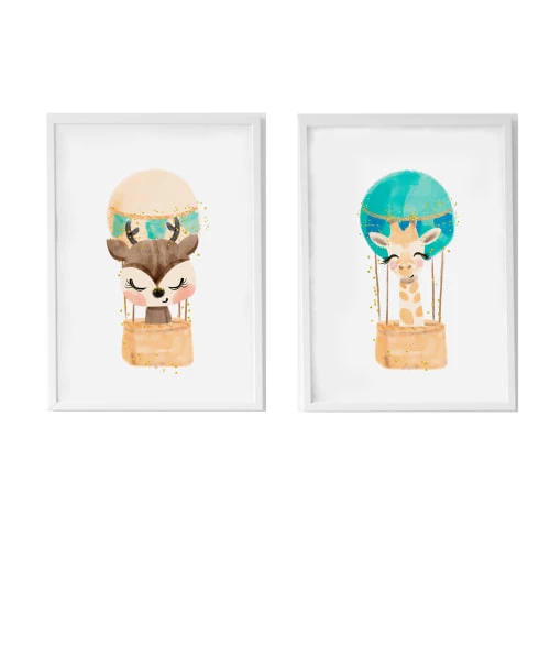 Crochetts Décoration Murale Enfant Pack Encadré Bois Blanc Impression Le Cerf Girafe Ballon 43X33 Cm 1 Crochetts Décoration Murale Enfant Pack Encadré Bois Blanc Impression Le Cerf Girafe Ballon 43X33 Cm