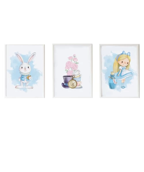 Crochetts Décoration Murale Enfant Pack Encadré Bois Blanc Impression Le Lapin Alice Et Fleurs 43X33 Cm 1 Crochetts Décoration Murale Enfant Pack Encadré Bois Blanc Impression Le Lapin Alice Et Fleurs 43X33 Cm
