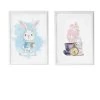 Crochetts Décoration Murale Enfant Pack Encadré Bois Blanc Impression Le Lapin Et Fleurs 43X33 Cm