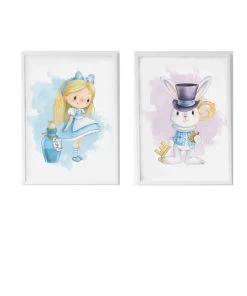 Crochetts Décoration Murale Enfant Pack Encadré Bois Blanc Impression Le Potion Clé De Lapin 43X33 Cm