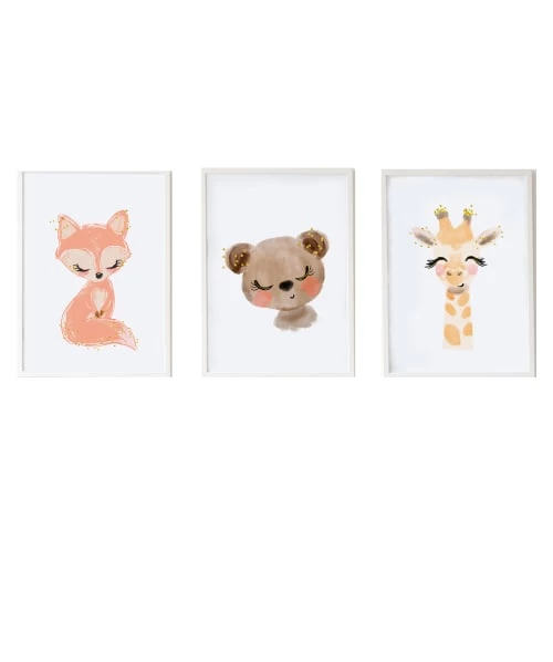 Crochetts Décoration Murale Enfant Pack Encadré Bois Blanc Impression Le Renard Et Giraffe Ours 43X33 Cm 1 Crochetts Décoration Murale Enfant Pack Encadré Bois Blanc Impression Le Renard Et Giraffe Ours 43X33 Cm