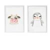 Crochetts Décoration Murale Enfant Pack Encadré Bois Blanc Impression Le Vache Et Pingouin 43X33 Cm