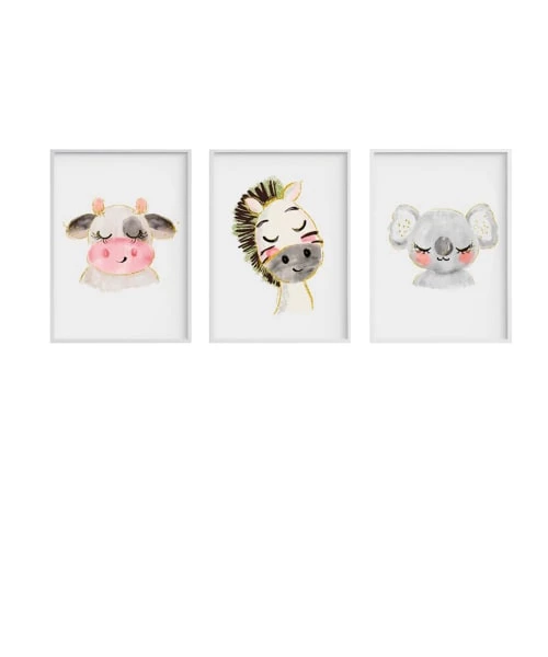 Crochetts Décoration Murale Enfant Pack Encadré Bois Blanc Impression Vache 43X33 Cm 1 Crochetts Décoration Murale Enfant Pack Encadré Bois Blanc Impression Vache 43X33 Cm