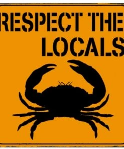 Wadiga Décoration Murale Enfant Plaque Décorative Murale Métal Crabe Respect The Locals - 25x25cm