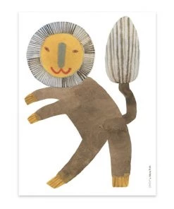 OYOY Living Design Décoration Murale Enfant Poster Lion Debout Marron En Papier H40x30cm