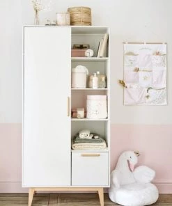 Maisons Du Monde Décoration Murale Enfant Rangement Mural En Coton Blanc, Rose Et Doré 50x70 -Décoration murale enfant Soldes rangement mural en coton blanc rose et dore 50x70 1000 13 24 206869 4