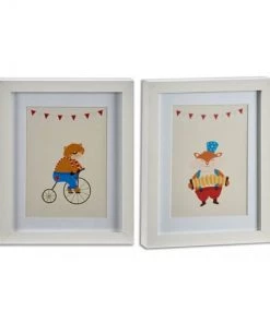 Wadiga Décoration Murale Enfant Set De 2 Cadres Décoratifs Chambre Enfant Cirque 23x28cm
