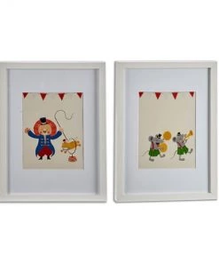 Wadiga Décoration Murale Enfant Set De 2 Cadres Décoratifs Chambre Enfant Cirque 33x43cm