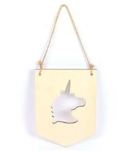 Graine Créative Décoration Murale Enfant Suspension Fanion En Bois Licorne 20 X 15 Cm