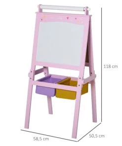 Homcom Décoration Murale Enfant Tableau Blanc & à Craie Enfant Rouleau Papier Rangement Intégrés Rose -Décoration murale enfant Soldes tableau blanc a craie enfant rouleau papier rangement integres rose 2