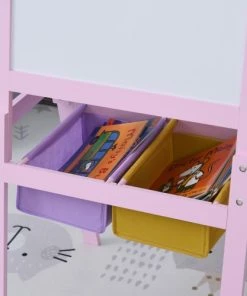 Homcom Décoration Murale Enfant Tableau Blanc & à Craie Enfant Rouleau Papier Rangement Intégrés Rose -Décoration murale enfant Soldes tableau blanc a craie enfant rouleau papier rangement integres rose 3