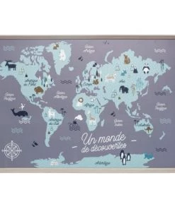Decoratie Décoration Murale Enfant Tableau Carte Du Monde Enfant 50x70cm