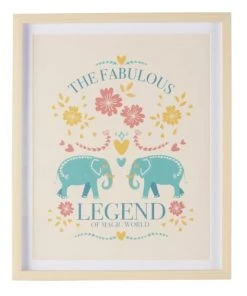 Maisons Du Monde Décoration Murale Enfant Tableau Imprimé éléphants Et Fleurs Multicolores 43x53