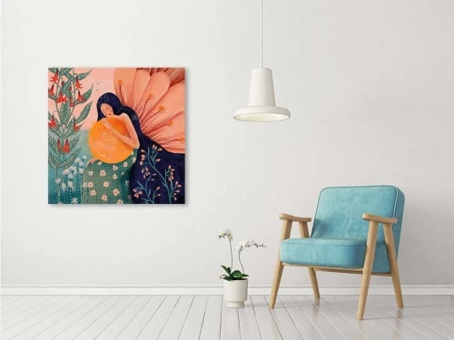 Hexoa Décoration Murale Enfant Tableau Princesse Aux Fleurs Toile Imprimée 100x100cm 2 Hexoa Décoration Murale Enfant Tableau Princesse Aux Fleurs Toile Imprimée 100x100cm – Image 2