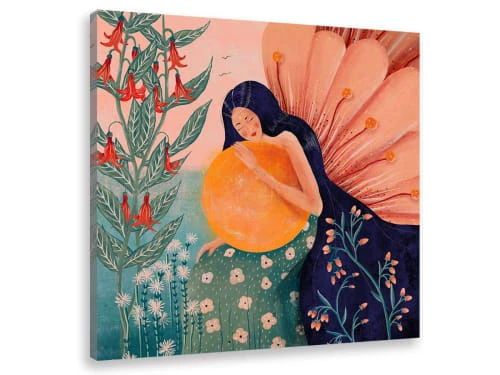 Hexoa Décoration Murale Enfant Tableau Princesse Aux Fleurs Toile Imprimée 80x80cm 1 Hexoa Décoration Murale Enfant Tableau Princesse Aux Fleurs Toile Imprimée 80x80cm