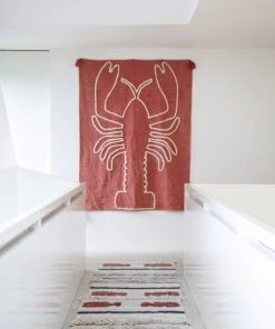 Lorena Canals Décoration Murale Enfant Tenture Murale Homard En Coton Beige Rouge 140x200 -Décoration murale enfant Soldes tenture murale homard en coton beige rouge 140x200 6