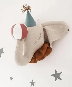 Sevira Kids Décoration Murale Enfant Trophée En Peluche Éléphant -Décoration murale enfant Soldes trophee en peluche elephant 8