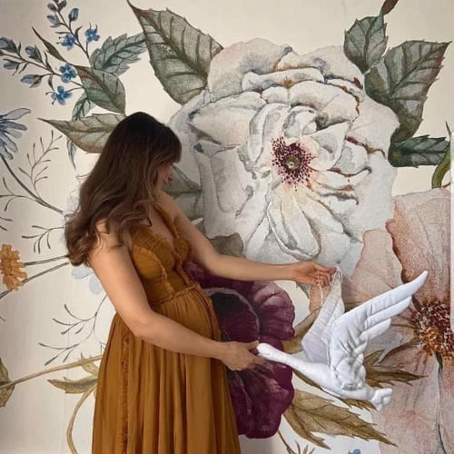 Sevira Kids Décoration Murale Enfant Trophée Mural Cigogne En Lin Blanc 2 Sevira Kids Décoration Murale Enfant Trophée Mural Cigogne En Lin Blanc – Image 2