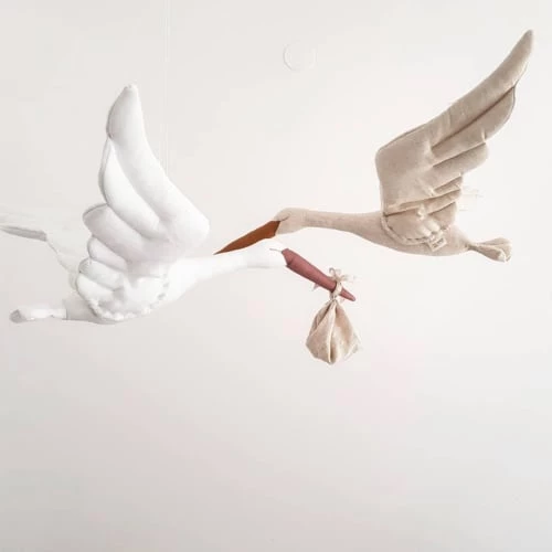 Sevira Kids Décoration Murale Enfant Trophée Mural Cigogne En Lin Blanc 3 Sevira Kids Décoration Murale Enfant Trophée Mural Cigogne En Lin Blanc – Image 3