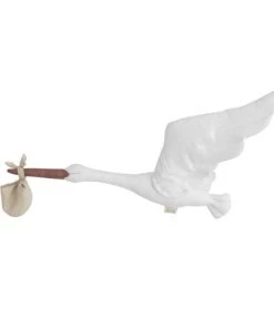 Sevira Kids Décoration Murale Enfant Trophée Mural Cigogne En Lin Blanc