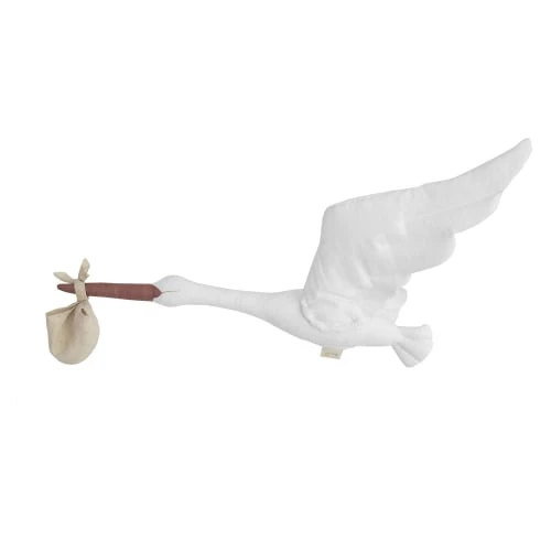 Sevira Kids Décoration Murale Enfant Trophée Mural Cigogne En Lin Blanc 1 Sevira Kids Décoration Murale Enfant Trophée Mural Cigogne En Lin Blanc